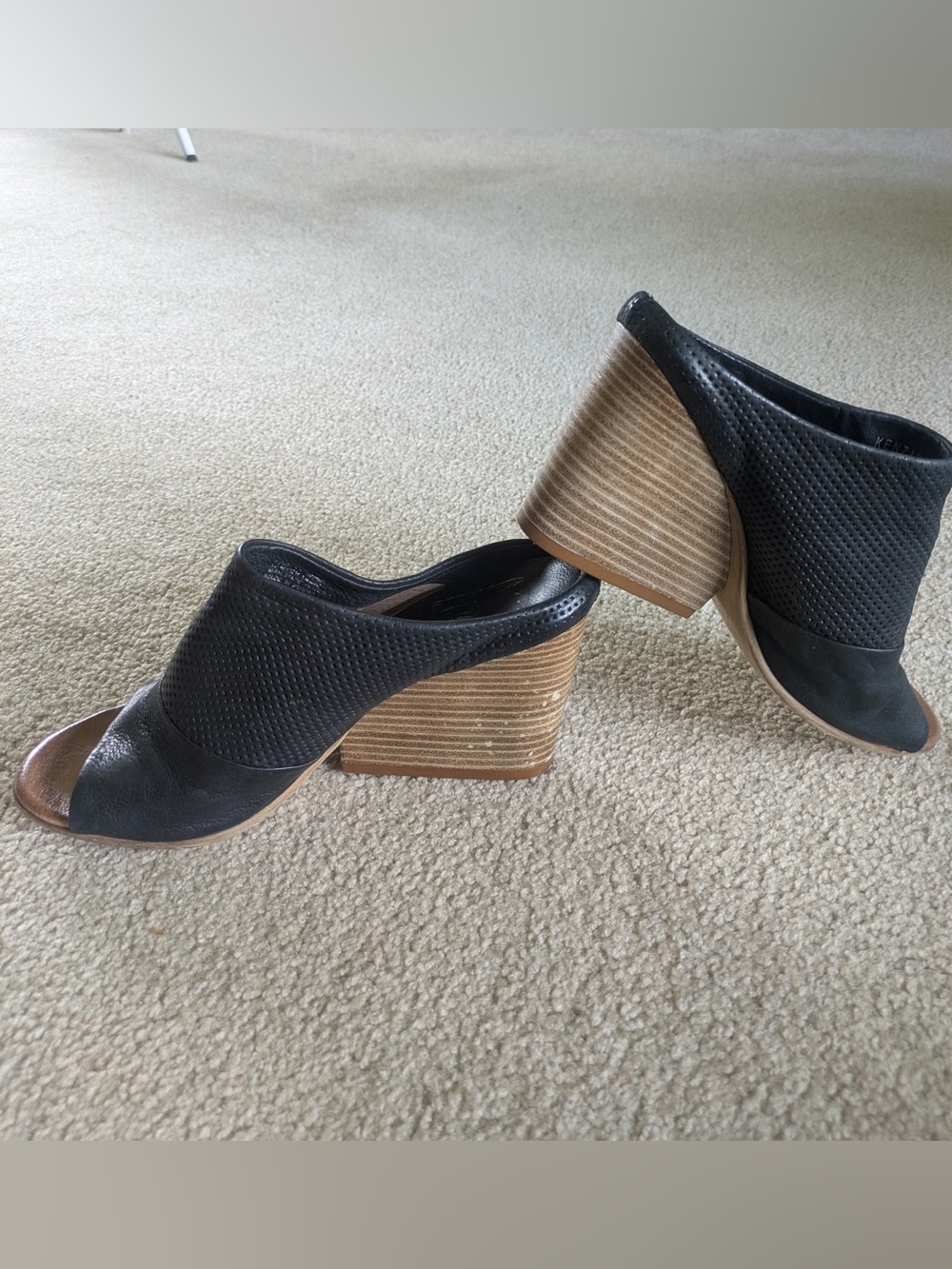 Miz Mooz black peep toe sandal wedges